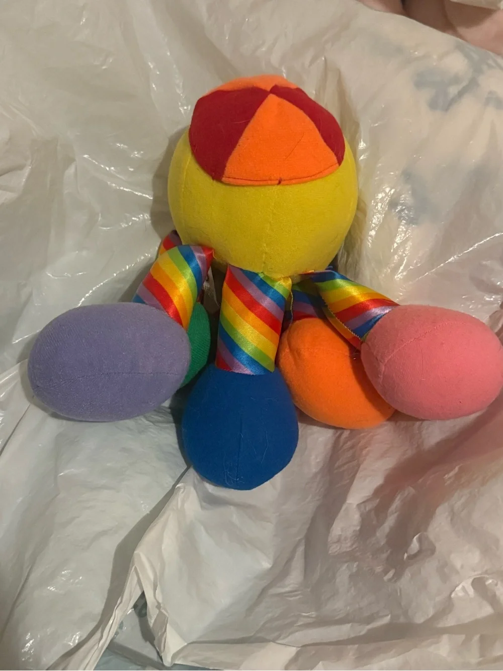 Vintage Jolly Toys Rainbow Chime Plush Octopus 1995 Seen In Baby Einstein Rare